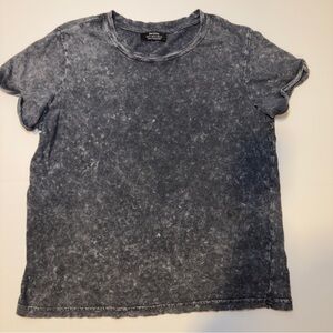 Bershka Acid Black Crewneck Tee Size: M